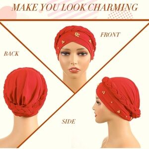Women Turban Braid Headscarf Braid Turban Cap Pre Tied One Size